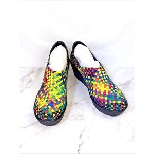 Steven By Steve Madden Womens Betsi Multicolor Stretch Woven Wedge Shoes Size 9